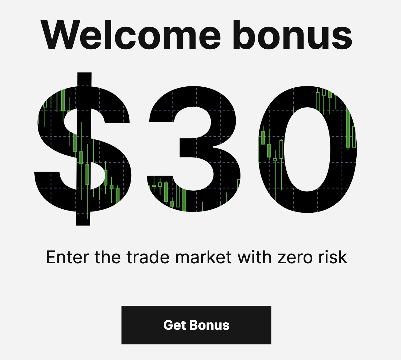 A screenshot showing JustMarkets $30 Welcome Bonus for Traders in Kenya